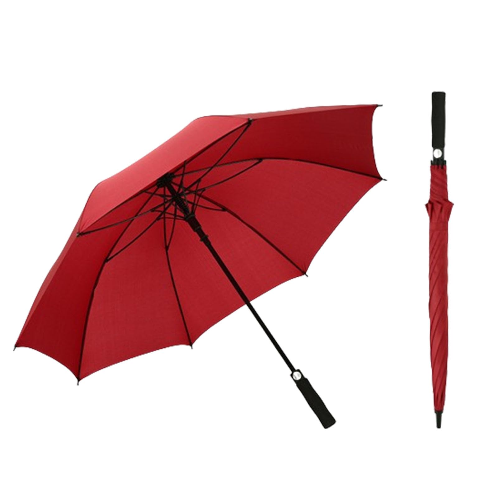 27-calowy parasol golfowy, męski parasol automatyczny z długą rączką, automatyczny przełącznik, wentylowane wiatroszczelne parasole na deszcz (dark red)