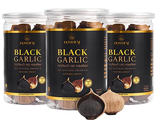 Image of Homtiem Black Garlic 8.82 Oz (250g.), 3 Pack, Whole Black Garlic Fermented for 90 Days, Super Foods, Non-GMOs, Non-Additives, High in Antioxidants, Ready to Eat for Snack Healthy, Healthy Recipes
