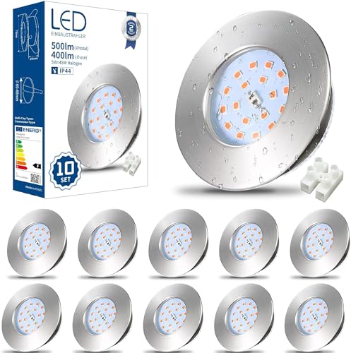 HiBay 10x Downlight LED Techo Empotrable 5W Extraplano Redondo Blanco Cálido 3000K IP44 Corte 60-68mm AC 220-240V Foco Empotrable LED Techo Ojo de Buey