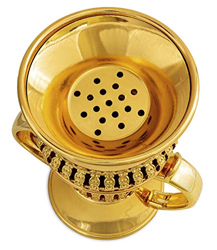 AM Regal Metal Incense Burner - Bakhoor Burner Mubkhara – Frankincense Insence Burner - Ideal for Yoga, Spa & Aromatherapy (Gold)