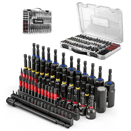 Saker 80-Piece Magnetic Impact Nut Driver Set SAE & Metric Driver Bit Set Socket Adapters Bit Holder Wing Nut Driver Universal Sockets Quick Release Extension Power Bits with Storage Box