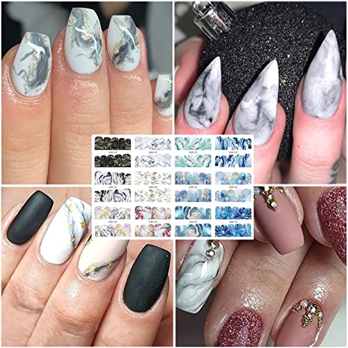 Nail Stickers 12 Styles Abstract Marbling Self Adhesive Nails Decal Diy Wraps Nail Art Lasting Waterproof Nails Polish Strips For Women Girls #TOP3