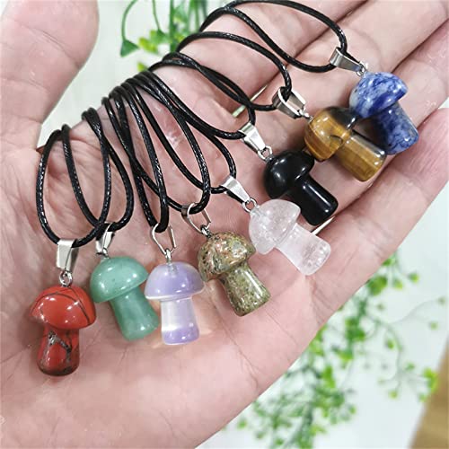 Dreuyet Mushroom Crystal Necklace Mushroom Pendant Necklace Natural Stone Crystal Pendant Necklace For Women Girls Christmas Valentine (Green) #TOP1