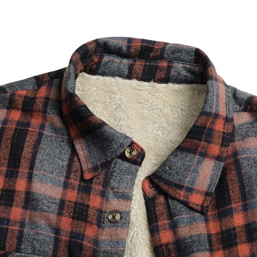 Beotyshow Mens Sherpa Fleece Lined Flannel Shirt Jacket Long Sleeve Button Down Plaid Winter Jacket4