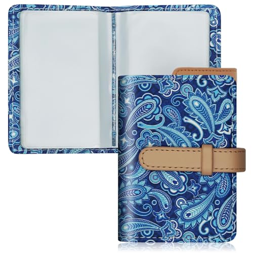 DEEZOMO PU Leather Credit Card Holder for Women, Small RFID Wallet Slim 26 Pockets Leather Card Organizer Case with Sturdy Button Colorful Patterns