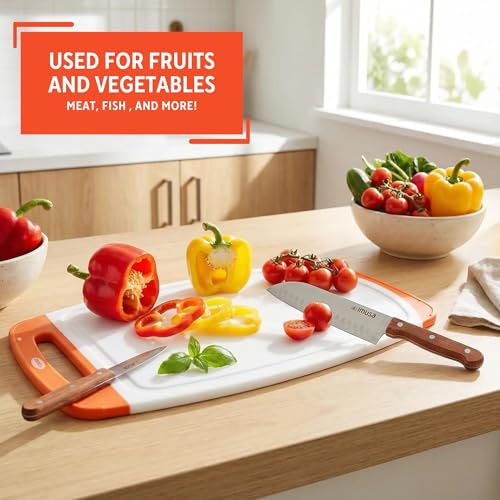 Set de 4 piezas de cuchillos y tabla de cortar IMUSA | Acabado natural en acero inoxidable, mangos ergonómicos de madera, ideal para picar y rebanar, excelente para familias y nuevos propietarios de vivienda miniatura 6