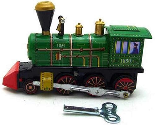Miniatura 2 de Charmgle Juguete retro de cuerda para arriba, decoración del hogar, colección para adultos, juguete clásico de tren verde, juguete de primavera