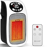 KESSER® Steckdosen Heizlüfter Energiesparend Mini mit Fernbedienung Keramik Heizung mit Thermostat - Elektroheizung Lüfter 500W - Temperaturregelung Timer Büro Badezimmer Schlafzimmer