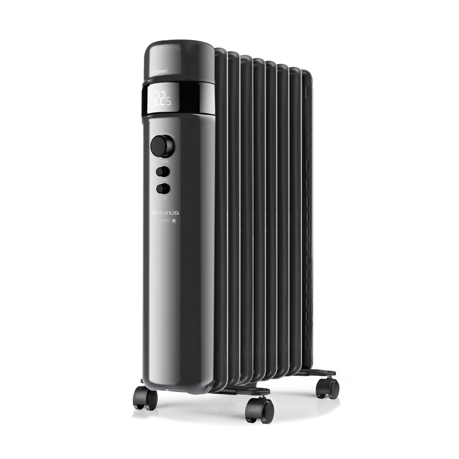 Taurus Connect - Radiador de aceite inteligente, Wifi, APP, Controles por voz, 2000W, 3 intensidades, temperatura ajustable, modo ECO, ruedas, programable, 9 elementos, hasta 20m2