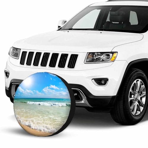 Image of Sunny Beach Spare Tire Cover 15 inch Wheel Beautiful Beach Protectors Weatherproof Universal for Trailer Tire Cover Rv SUV Truck Camper Travel Trailer