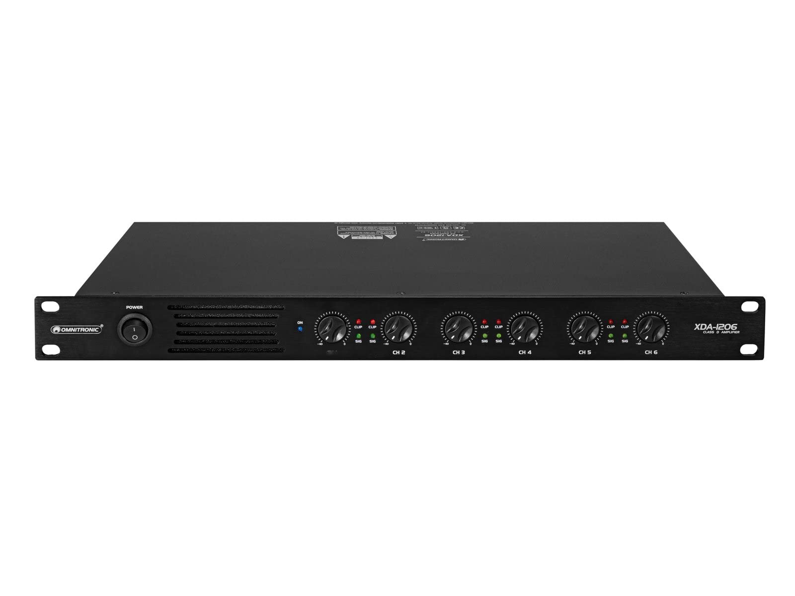 OMNITRONIC XDA-1206 6-Kanal Class-D-Verstärker | Verstärker mit Schaltnetzteil, 6 x 200 W / 4 Ohm, 4 x 150 W / 8 Ohm