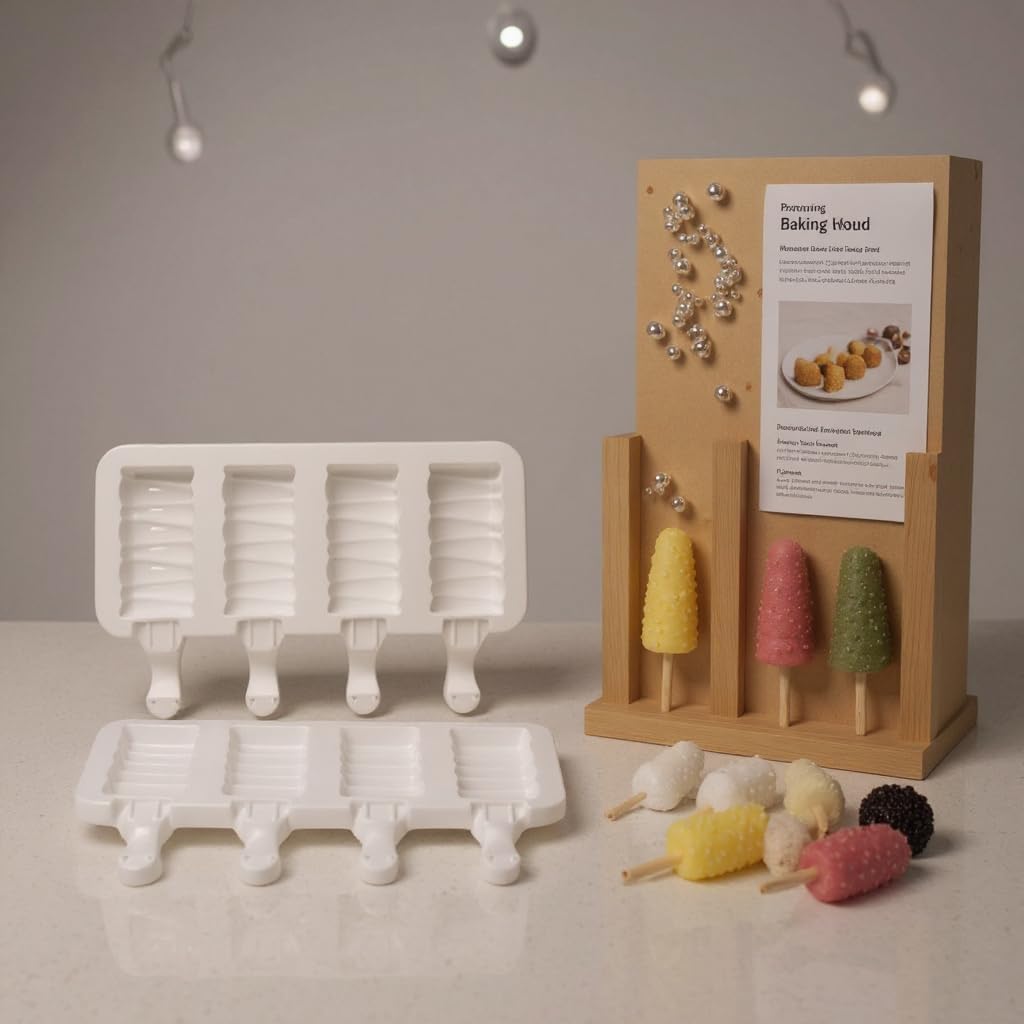 Popsicle Molds Set, 3 Silicone Ice Cream Bar Molds with 200 Wooden Sticks, Frozen Treats Molds Reusable, Non-stick, Easy to Use, Summer Treats, Kid Party, DIY Snacks