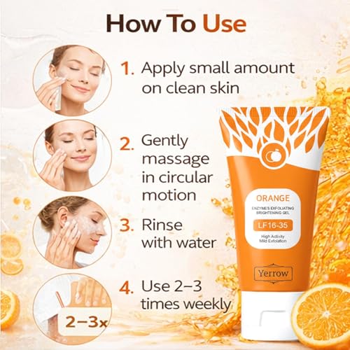 Image of Orange Enzymes Exfoliating Gel for Face & Body | Deep Cleansing Moisturizing Facial Exfoliator | Dead Skin Remover | Brightening & Pore Cleansing Scrub for All Skin Types (Orange Enzymes)