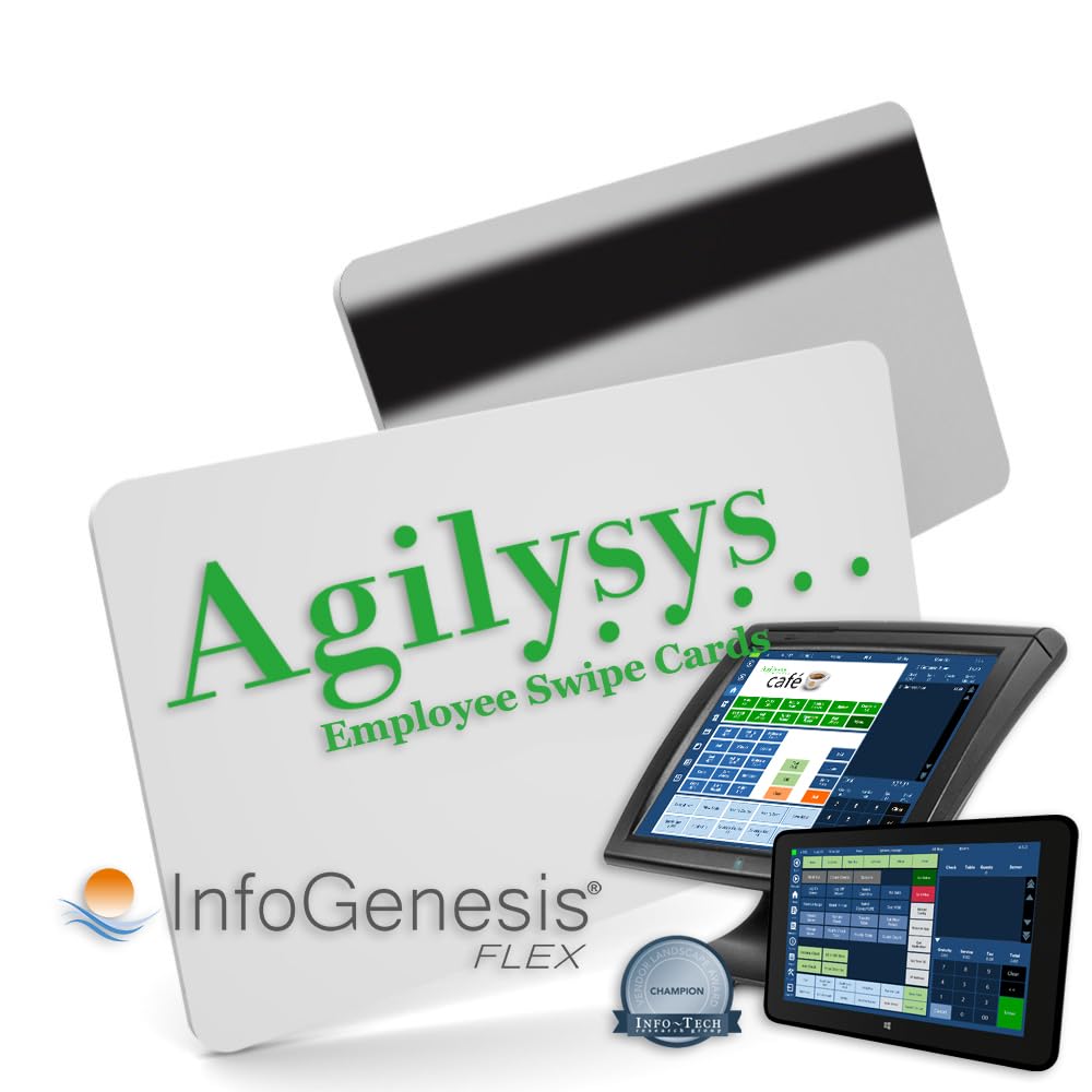 25 Agilysys InfoGenesis POS Employee Swipe Cards (HiCo) + 1 Credit Card Reader Cleaning Card