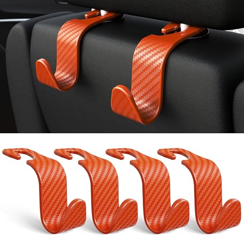 Image of 4-Pack Car Headrest Hooks Holds 55lbs Seat Storage Organizer for Bags