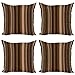 ABAKUHAUS Retro Set de 4 Fundas para Cojín, Las Sombras de Tonos de Tierra, Estampado Digital en Ambos Lados y Cremallera, 40 cm x 40 cm, Tostado y marrón