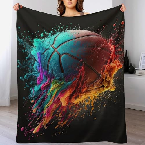 Couverture basket-ball en flannel polaire 100x130 cm pour canapé