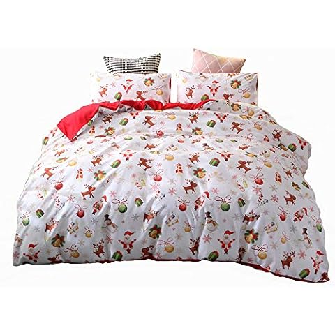 ADASMILE A & S Christmas Duvet Cover Set Twin Cartoon Santa Bedding Set Xmas Home Decor Kids Cover