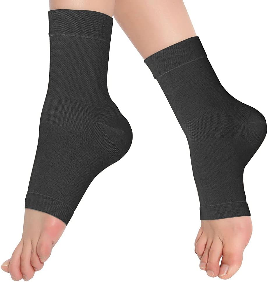eYotto 1pair Compression Ankle Support Sleeve, Breathable Ankle Wrap for Stabilize Ligament, Relieve pain Arch Sport Stabilize Ligaments - For Swelling and Sprained, Arthritis, Recovery, Injury