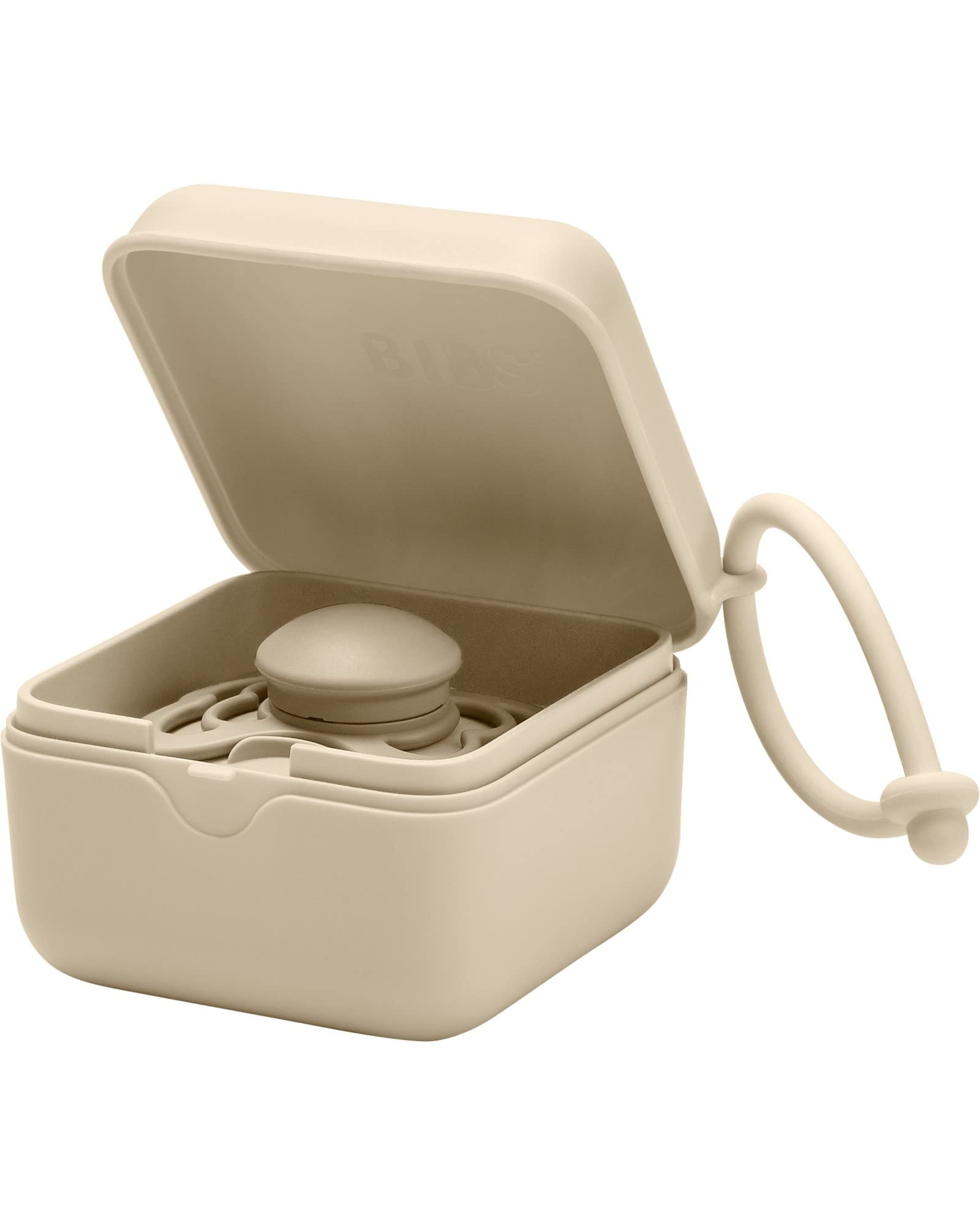 BIBS Pacifier Box avec cordon. Porte-sucettes et stérilisateur. Entièrement en matériau de qualité alimentaire, sans bisphénol A. Fabriqué au Danemark. Vanilla - 2