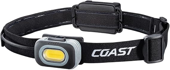 Coast RL10 560 Lumen Dual Color LED Headlamp with Flood and Spot Beams, Variable Light Control, C.O.B., Alkaline Dual Power, Non-Slip Band, 3 x AAA Included