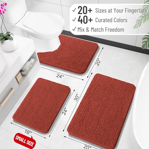 Image of OLANLY Large Bathroom Rugs 59x35, Soft Absorbent Chenille Bath Rugs, Rubber Backing Quick Dry, Machine Washable Bath Mats for Bathroom Floor, Tub and Shower, Home Decor Accessories, Rustic Terracotta