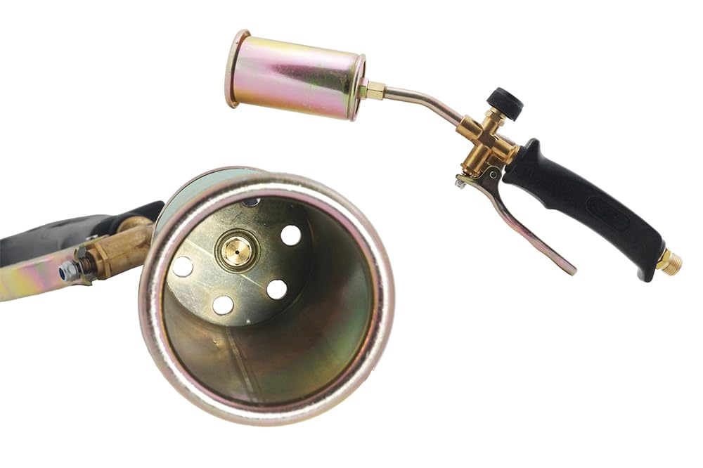 Topolenashop Cannello Saldatore a Gas GPL per Guaine Asfalto – Kit 3 in 1 con 3 Becchi 25/35/50 mm – Bruciatore in Ottone con Tubo 1,55 m – Per Catrame, Idraulica e Sverniciatura