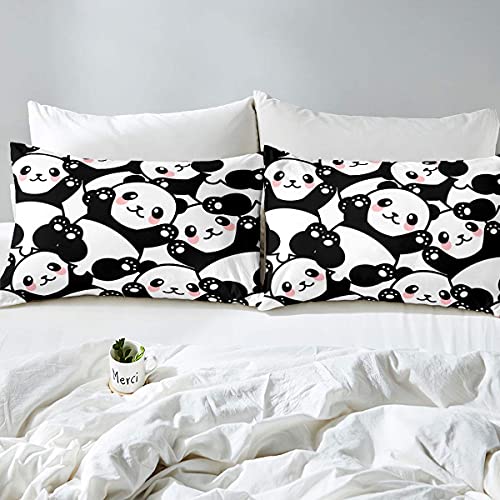 Homewish Kid Duvet Cover Double, Cute Panda Bedding Set for Bedroom Decor Kawaii Black White Bear Comforter Cover - Image 3