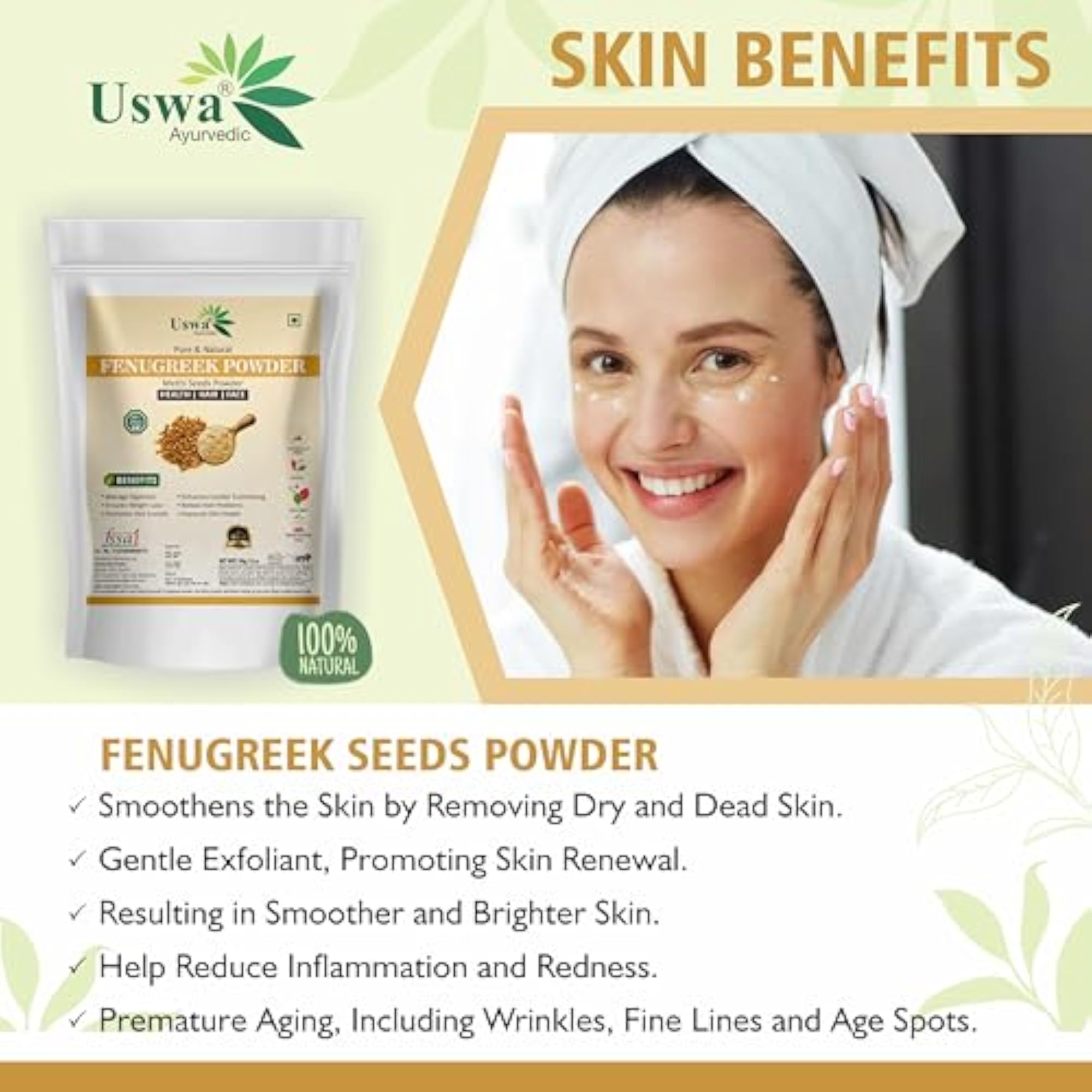 Fenugreek Seed Powder for Hair Growth & Skin, 100gm