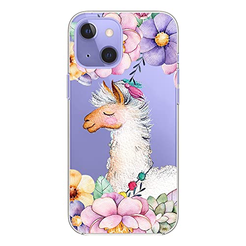 Fancycase Iphone 14 Case (6.1Inch)-Women Girls Cute Floral Llama Design Pretty Cartoon Animal Pattern Flexible Tpu Protective Clear Case Compatible With Iphone 14 (Floral Llama) #TOP4