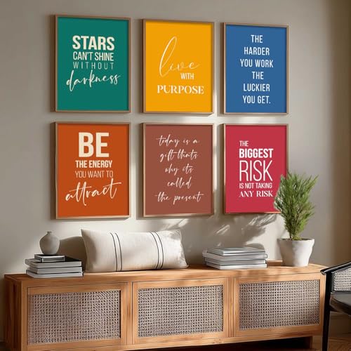 Image of kotart Motivational Painting for Wall Decoration | Quote Painting for Living Room Bedroom Office Room Decor - Premium Digital Paintings with Frame for Home Decoration Set of 6 (13x17, H)