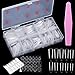 WD&CD 400 Pcs Faux Ongles avec Colle, avec 17 Feuilles / 408 pcs Colle Faux Onglets Autocollants à Ongles Double Face Imperméable, avec 1 Pièces Lime à Ongle pour Salons de Manucure (Transparent)