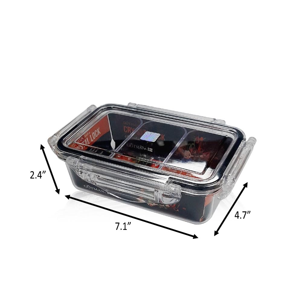 Amazon｜蓋付き密閉食品保存容器(22オンス、取り外し可能なボックス3個