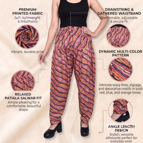 Image of FASHION GALLERY Women's Rayon Relaxed Fit Patiala Salwar with Full Length Drawstring Closure Type and Flexible Waist|Patiala Pant for Woman