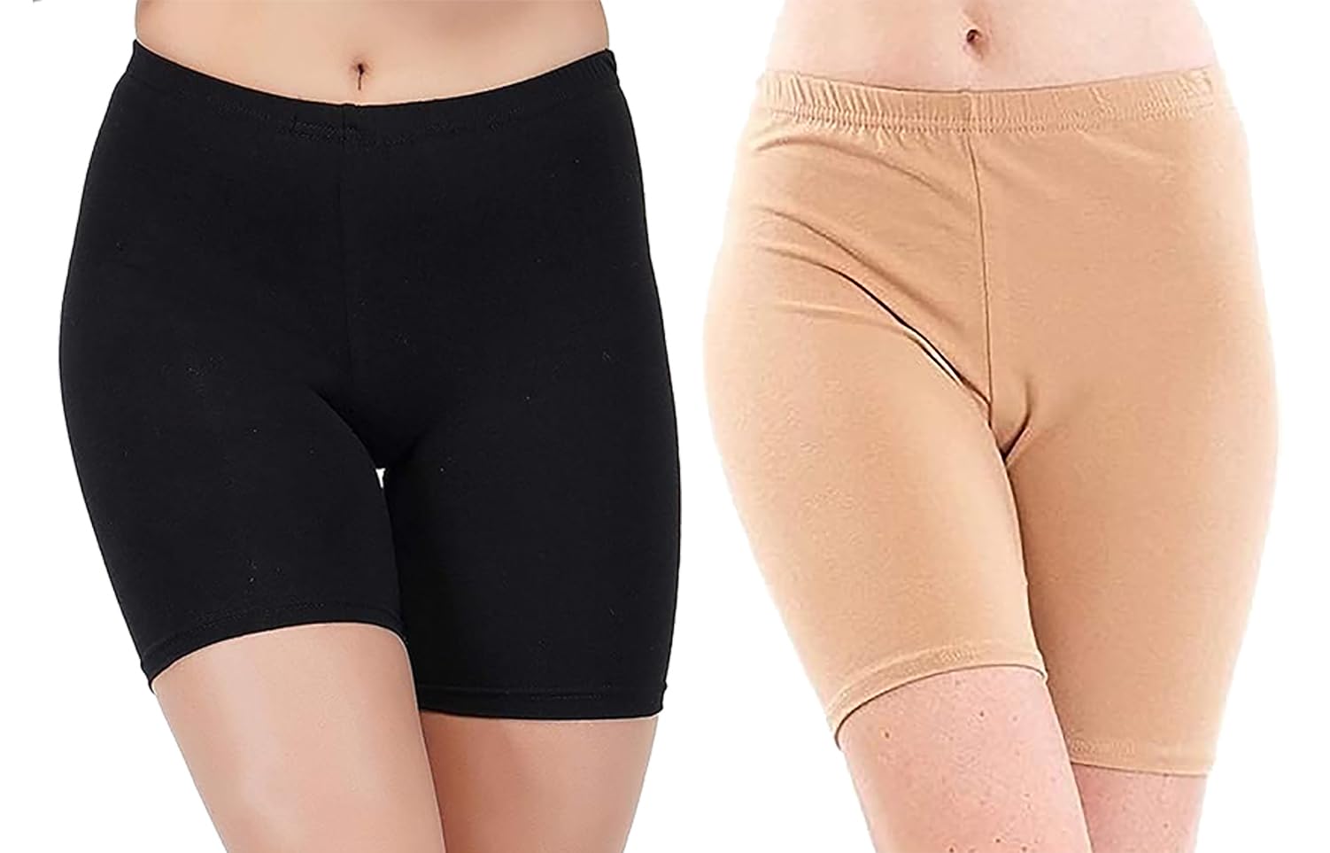 Womens Slip Shorts for Under Skirt Shorts for Women & Girls High Waisted Women's Shorts | Stretchable Skin Fit Shorties Tights for Women & Girls | Cycling Shorts for Women Pack of 2-image-47