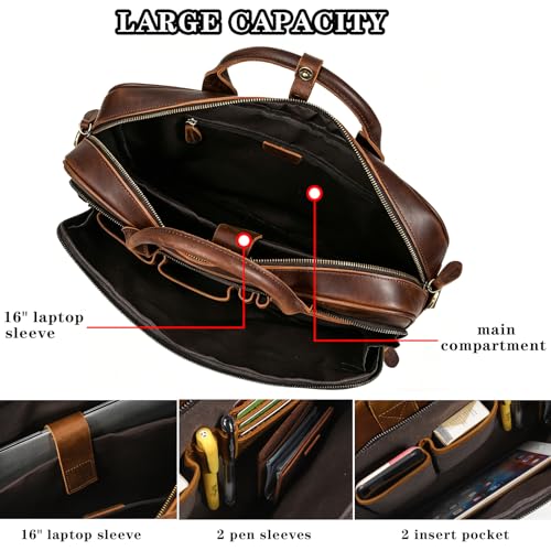 Bolso de cuero para portátil para hombre 15.6 pulgadas miniatura 4