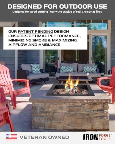 Image of Iron Forge Tools Smokeless Outdoor Fire Pit Ring Insert 36 Inch Square | heavy duty steel, permanent fire pit rings, backyard bonfire, smokeless firepit, 30 inch inner ring, square pit liner insert