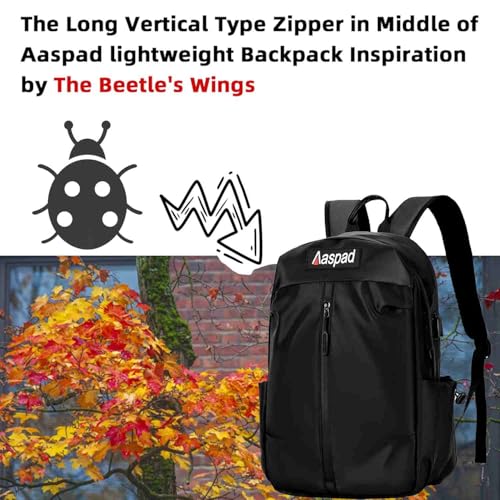 Aaspad Laptop Backpack for Men and Women Lightweight Daypack Slim Sturdy Business Offices Knapsack Daily Commute Necessities (Black) — view 2