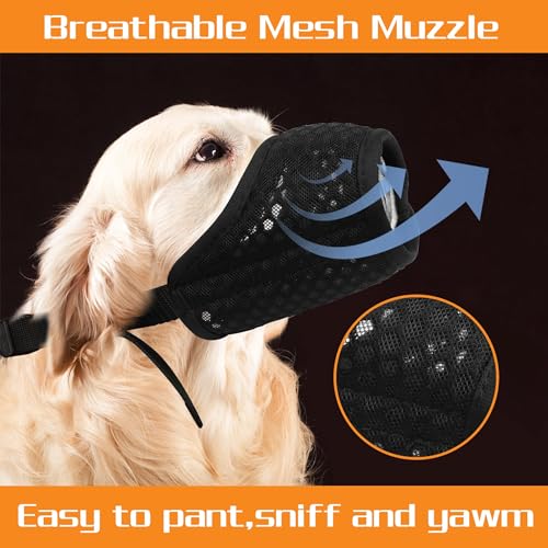 YAODHAOD Muzzle for Dogs with Rounded Mesh Loop, Breathable Dog Mouth Cover, Prevents Eating, Biting and Chewing (Large, black) - Image 4