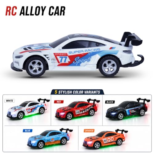 Image of Mini RC Car for Kids with App & Remote Control, 1:64 Alloy Racing Car, 2.4GHz LED Lights, 3 Speed Modes, USB Type-C Rechargeable