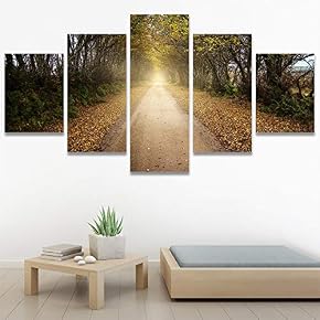 SIGNWIN 5 Panel Canvas Wall Art Rustic Woods...