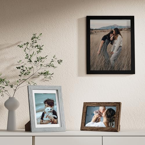 Image of Vittanly Picture Frames Set of 10, Picture Frames Collage Wall Decor with Two 8x10, Four 5x7, and Four 4x6 Photo Frames, Gallery Wall Frame Set for Wall or Tabletop Display, Black&Brown&Grey