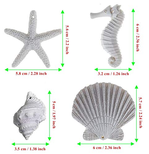 Dstfuy Shell Ornaments,White Resin Pencil Finger Starfish Seahorse Seashells & Finger Conch Set With Pre-Drilled Hole For Christmas Tree Beach Wedding,Party,Home,Diy Craft Decorations(30Pieces) #TOP1