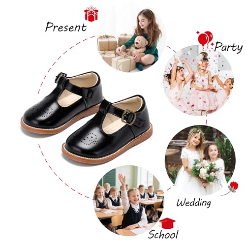 Image of PHIRAMIN Toddler Girl Mary Jane Student Oxford Shoes-Little Girl School Uniform Shoes for Wedding Party