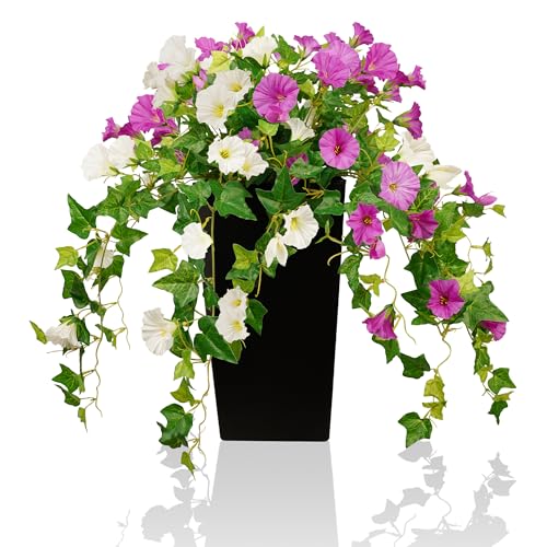 Vitalismo 2 Pack Artificial Petunias with Square Pot & Stabilizing