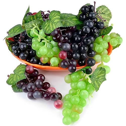 LATRAT 9 Stück Künstliche weintrauben Trauben kunstobst Obst Dekoration, Deko Kunststoff Weintrauben Wein Trauben Kunstobst Plastikobst künstliches...