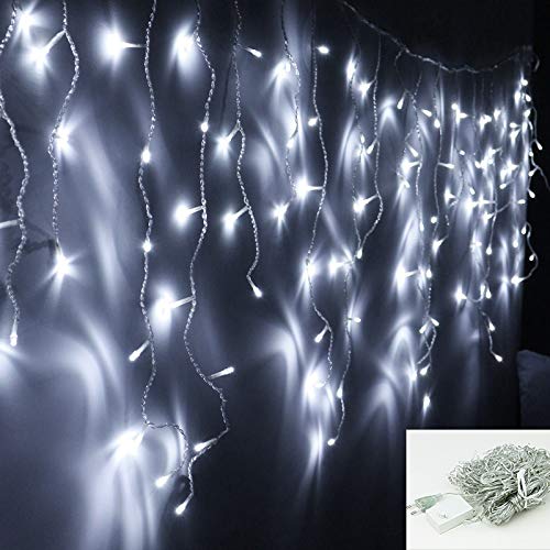 Preisvergleich Produktbild VINGO LED Eisregen Lichternetz Lichterkette Wasserdicht für Wedding Weihnachten Festlich außen Schaufenster (200leds Kalt-weiss)
