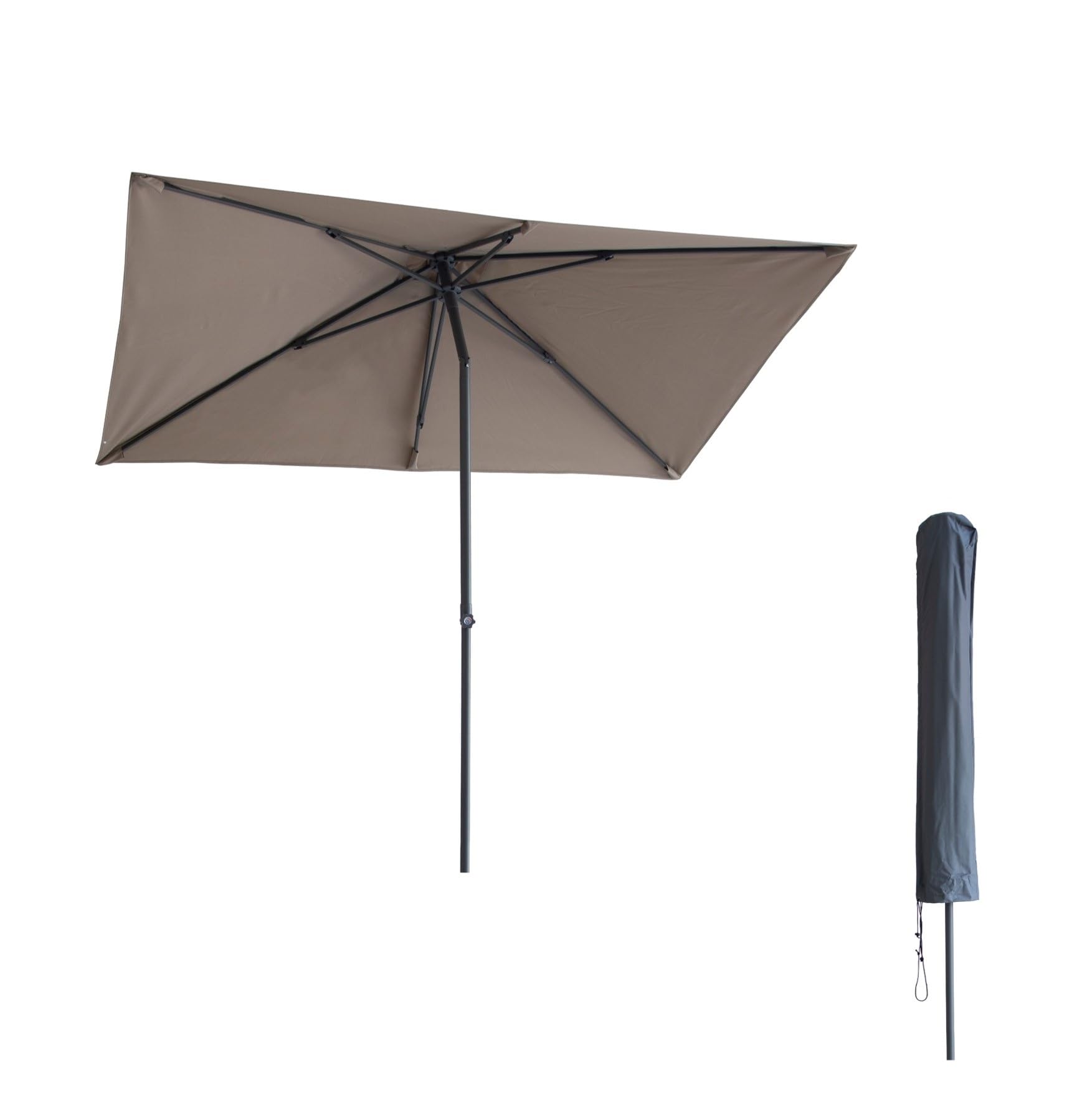KOPU® Leon Sonnenschirm Rechteck 150x250cm mit Hülle - Balkonschirm Taupe