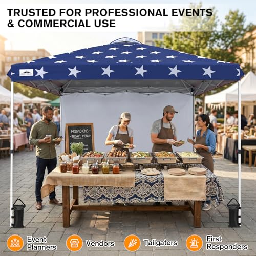 EAGLE PEAK Commercial Canopy 10x10 Pop Up Canopy Tent with 1 Sidewall, Easy Setup Heavy Duty Instant Event Shelter for Vendors & Markets, Outdoor Sun Shade, American Flag by EAGLE PEAK - Image 5