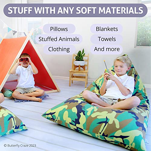 Butterfly Craze Bean Bag Chair Cover, Functional Toddler Toy Organizer, Fill With Stuffed Animals To Create A Jumbo, Comfy Floor Lounger For Boys Or Girls, Stuffing Not Included, Camo #TOP2